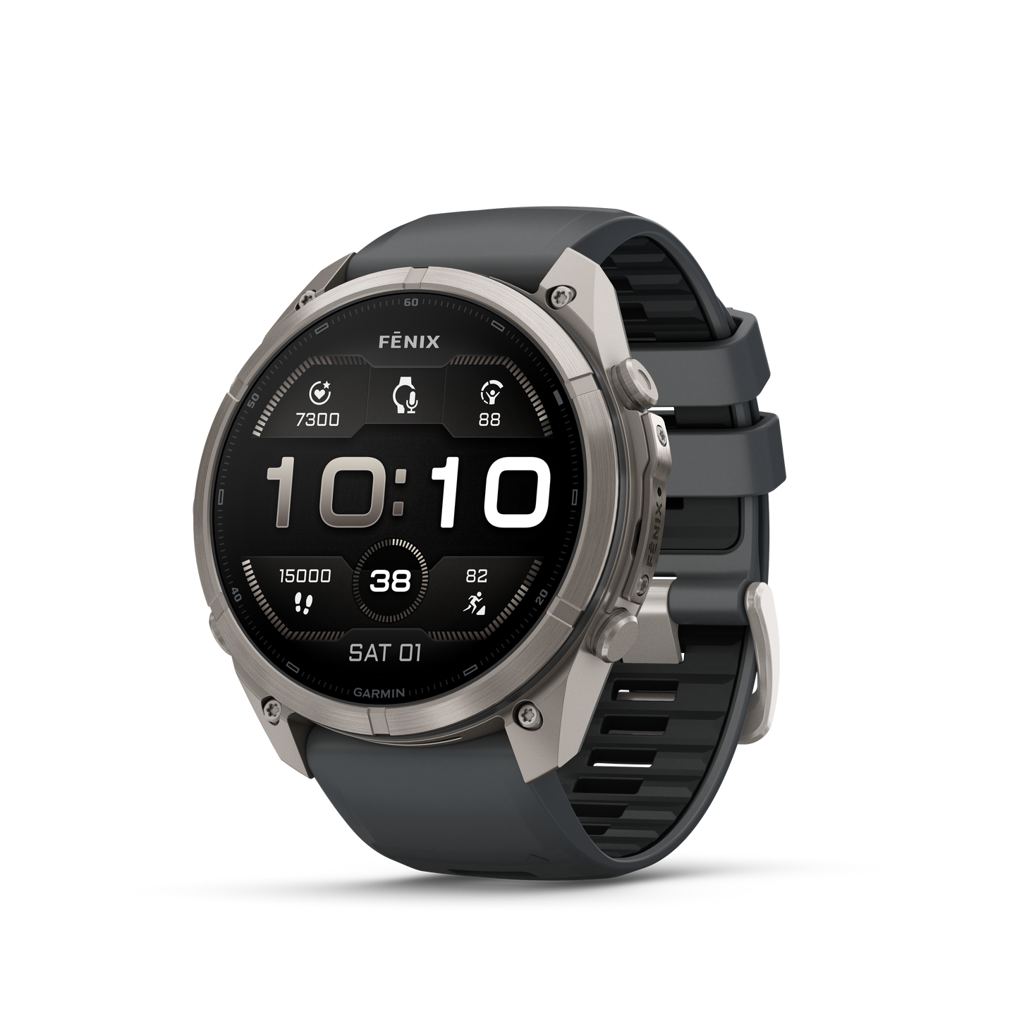 Garmin Fenix 9 Pro AMOLED smartwatch, 51mm titanium case with graphite and black silicone band