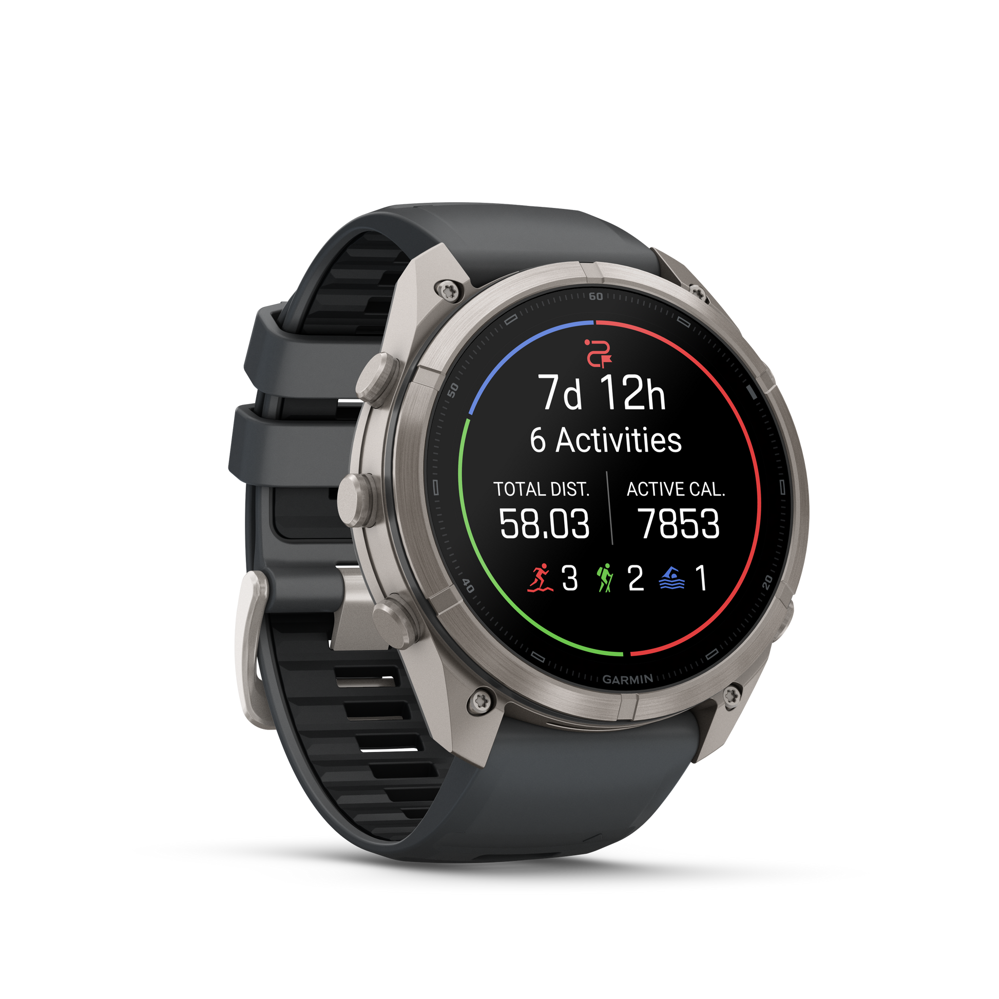 Garmin Fenix 9 Pro AMOLED smartwatch, 51mm titanium case with graphite bezel and black silicone band.