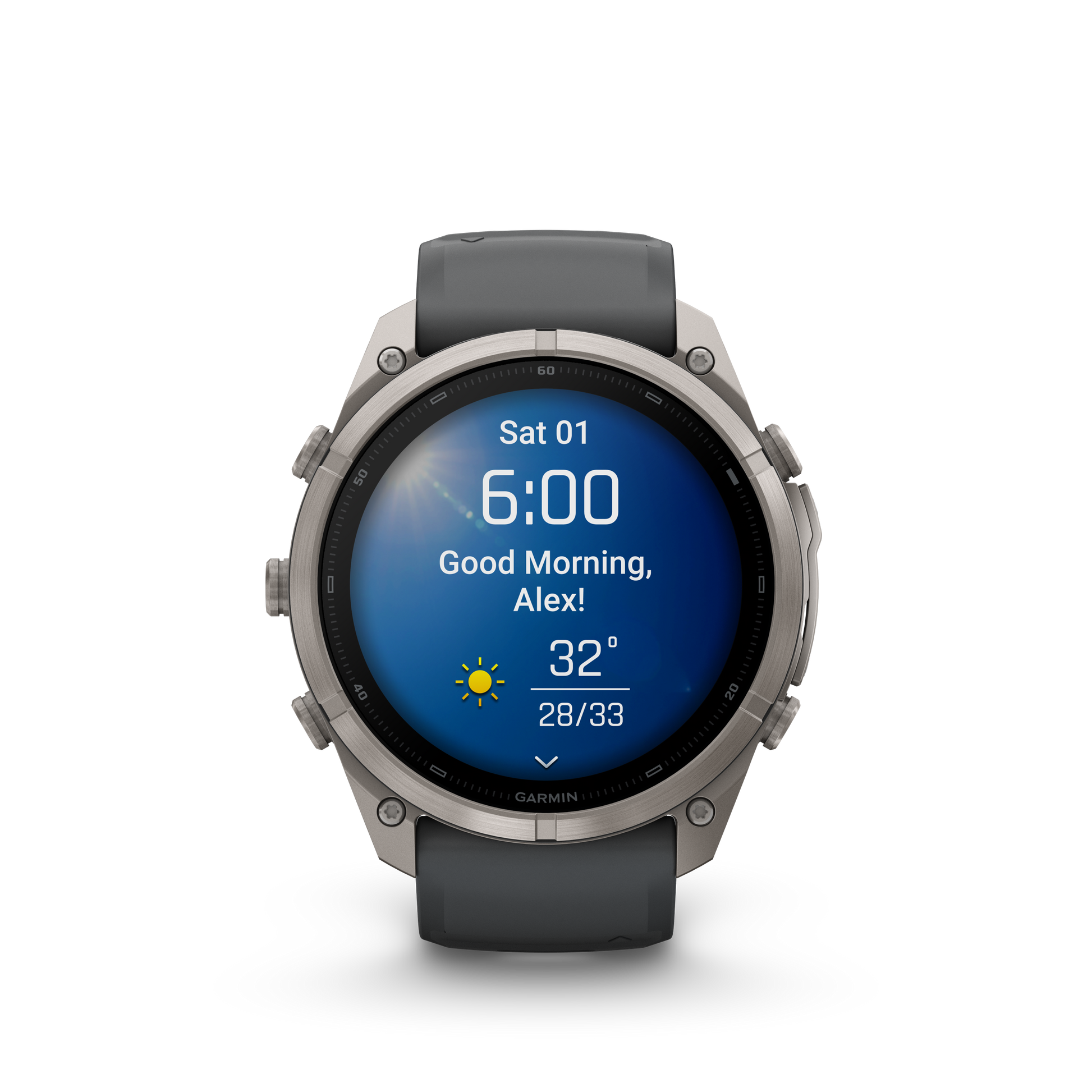 Garmin Fenix 9 Pro AMOLED smartwatch, 51mm titanium with graphite bezel and black silicone band