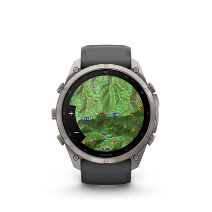 Garmin Fenix 9 Pro AMOLED 51mm titanium smartwatch with graphite and black silicone band