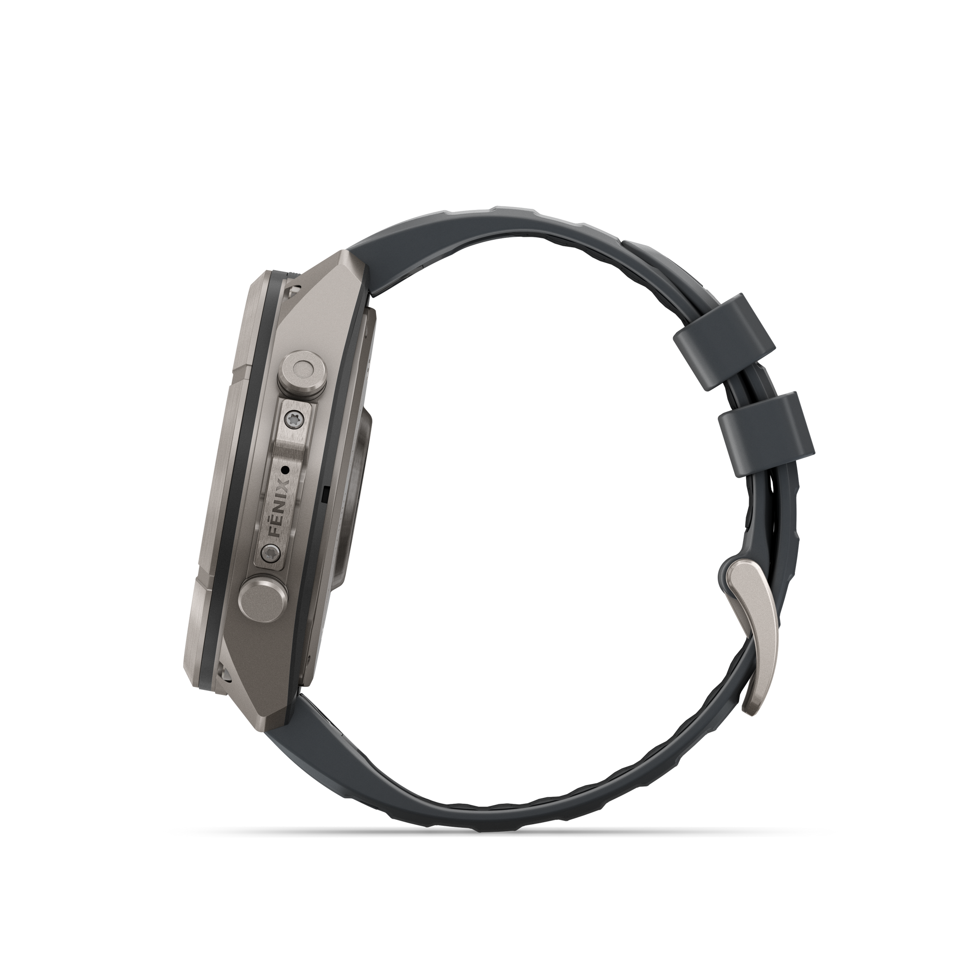 Garmin Fenix 9 Pro AMOLED 51mm titanium smartwatch with graphite case and black silicone band