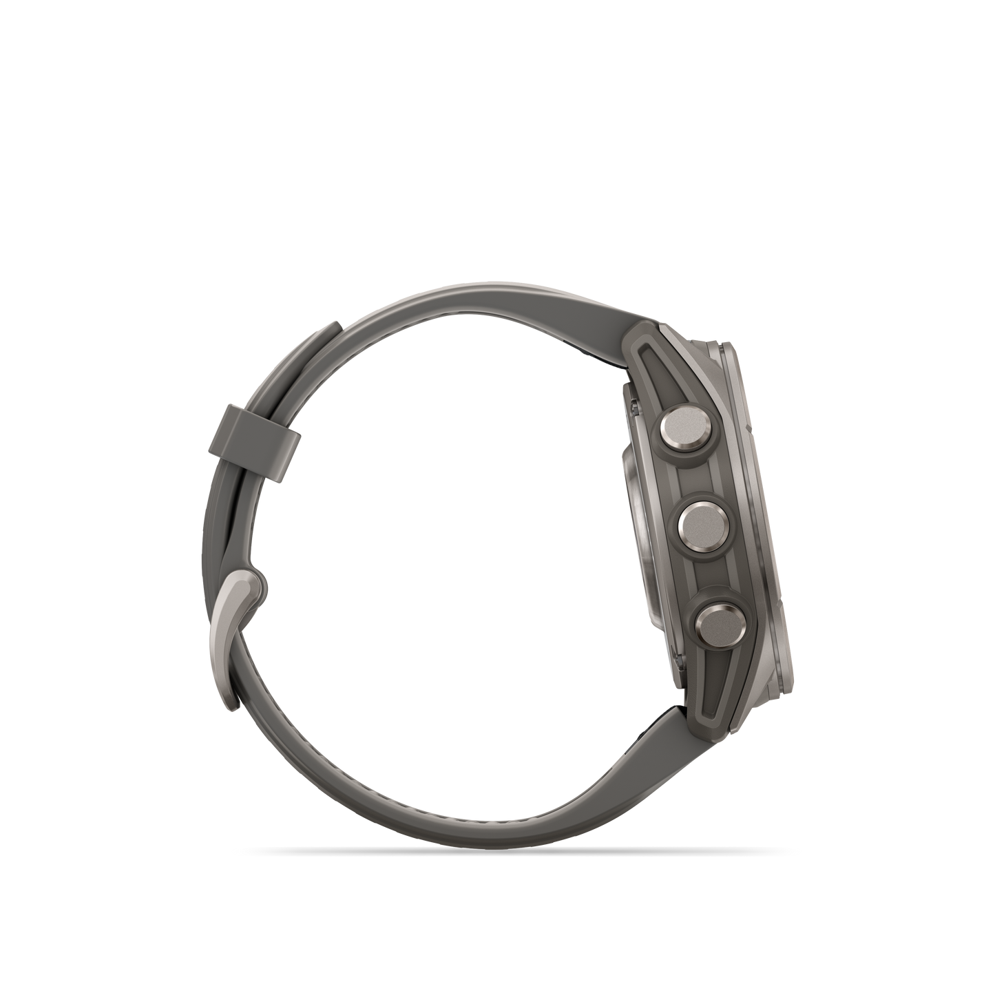 Garmin Fenix 9 AMOLED 43mm titanium smartwatch with gray silicone band