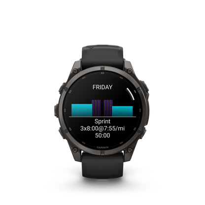 Garmin Fenix 9 AMOLED smartwatch, 47mm DLC titanium case with black silicone band