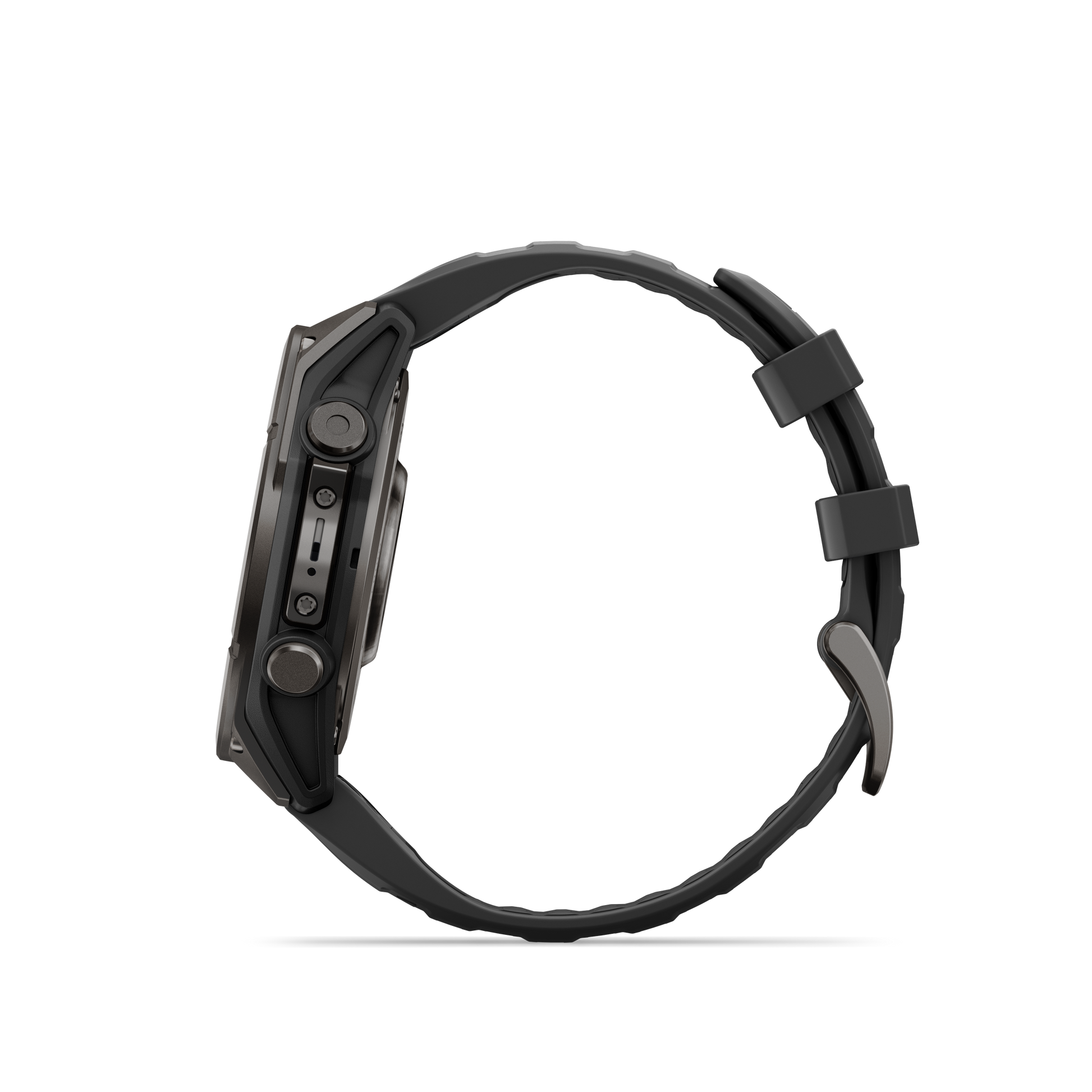 Garmin Fenix 9 AMOLED 47mm DLC Titanium smart watch with black silicone band