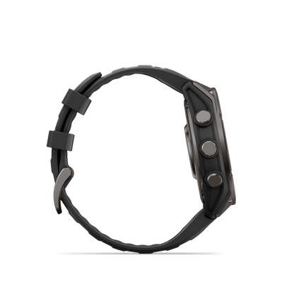 Garmin Fenix 9 AMOLED smartwatch, 47mm DLC titanium case with black silicone band