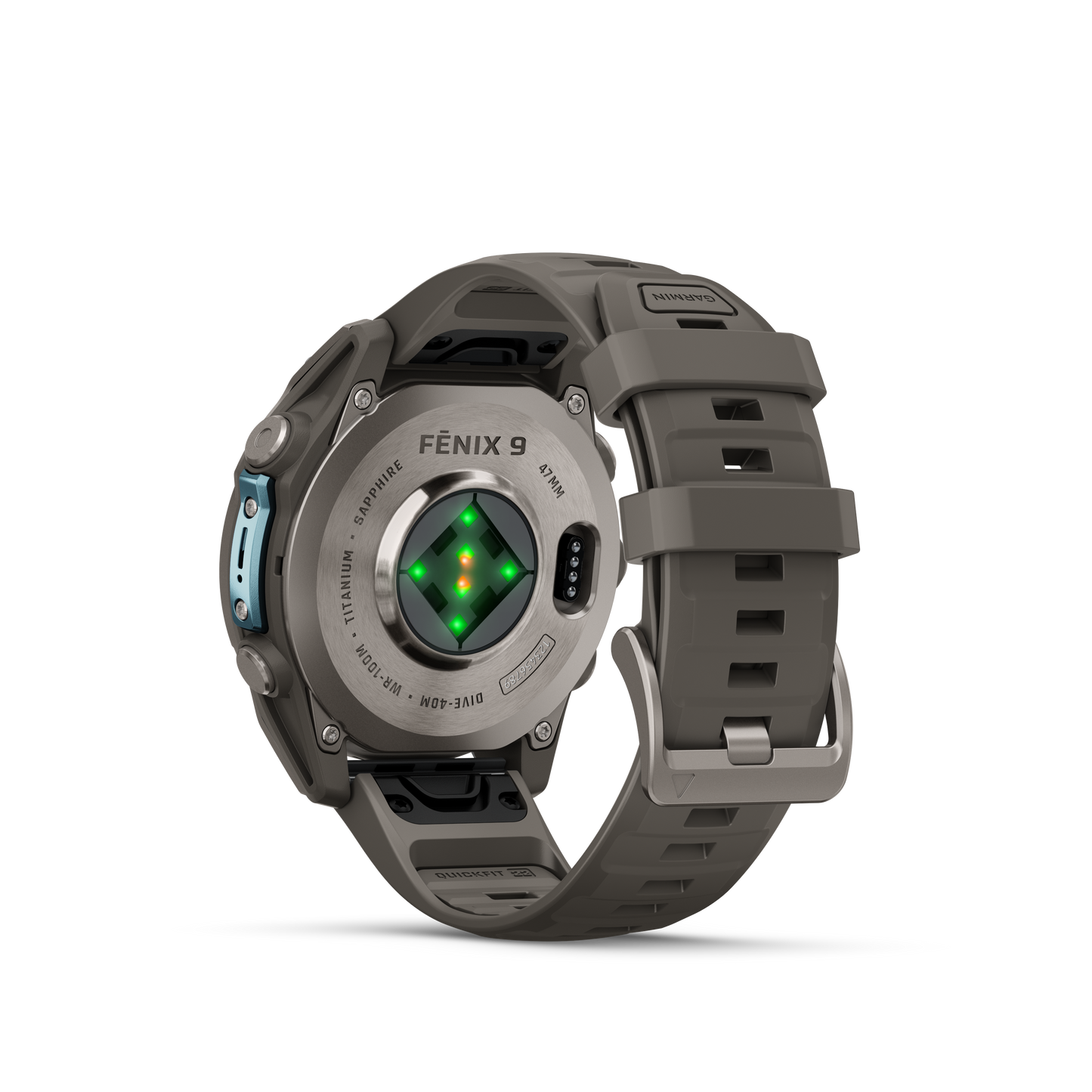 Garmin Fenix 9 Titanium 47mm smartwatch with gray silicone band