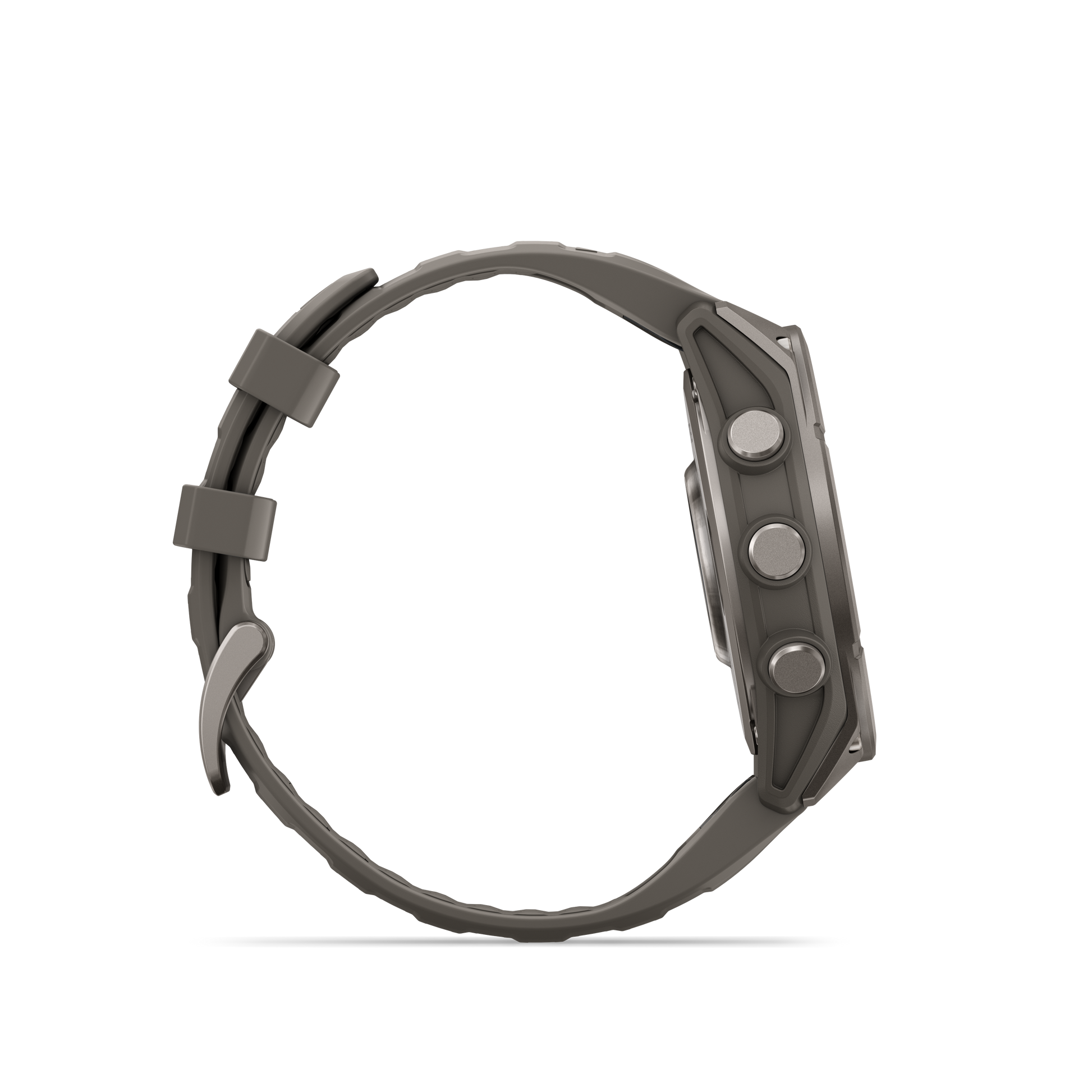 Garmin Fenix 9 AMOLED 47mm titanium smartwatch with gray silicone band