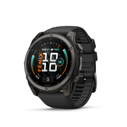 Garmin Fenix 9 AMOLED, (51mm), DLC Titanium w/ Black Silicone Band (010-04763-10)