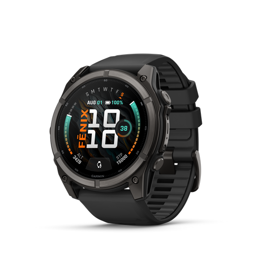Garmin Fenix 9 AMOLED, (51mm), DLC Titanium w/ Black Silicone Band (010-04763-10)
