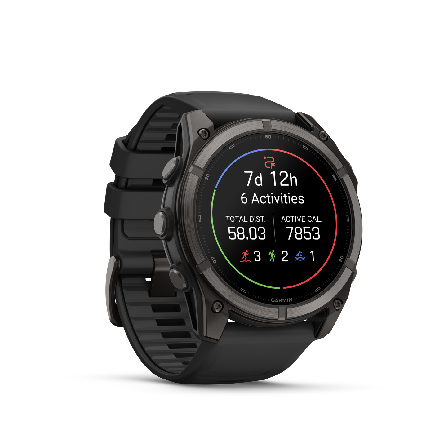 Garmin Fenix 9 AMOLED, (51mm), DLC Titanium w/ Black Silicone Band (010-04763-10)