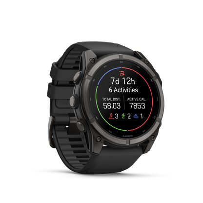 Garmin Fenix 9 AMOLED, (51mm), DLC Titanium w/ Black Silicone Band (010-04763-10)