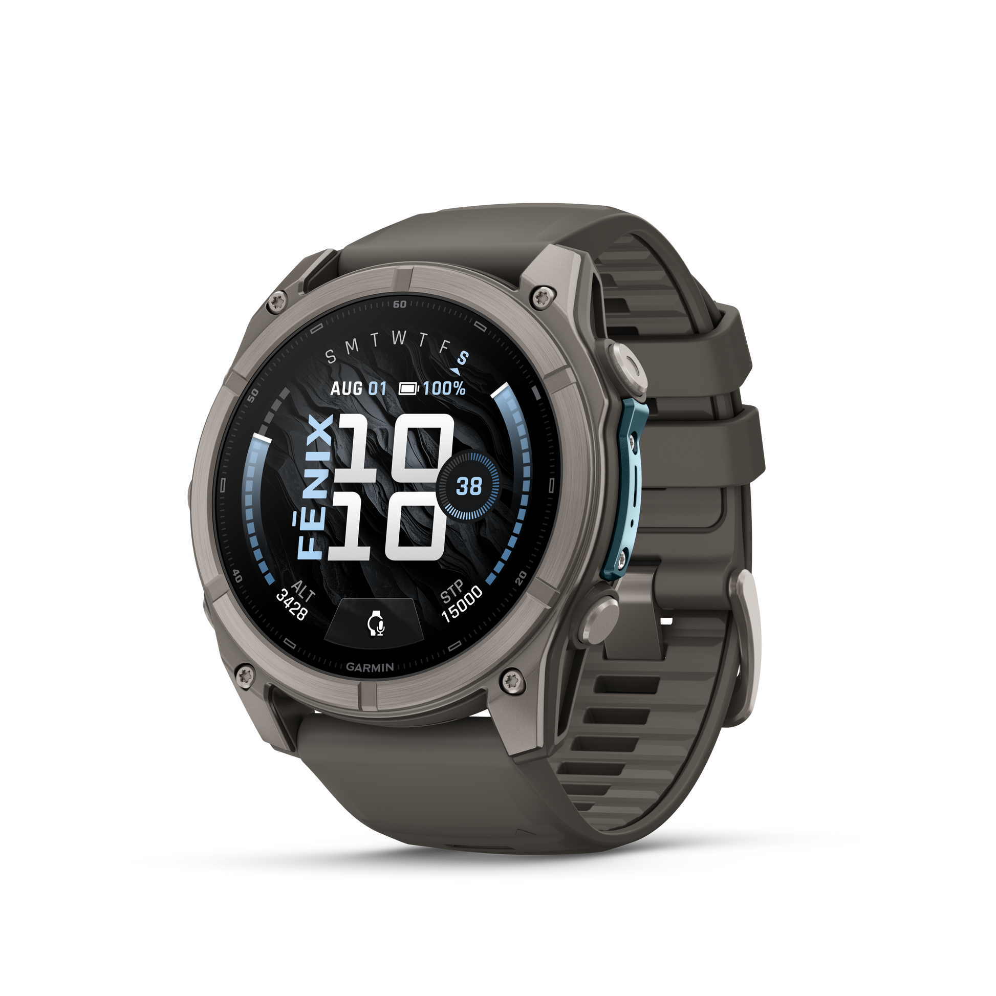 Garmin Fenix 9 AMOLED smartwatch, 51mm titanium case with gray silicone band