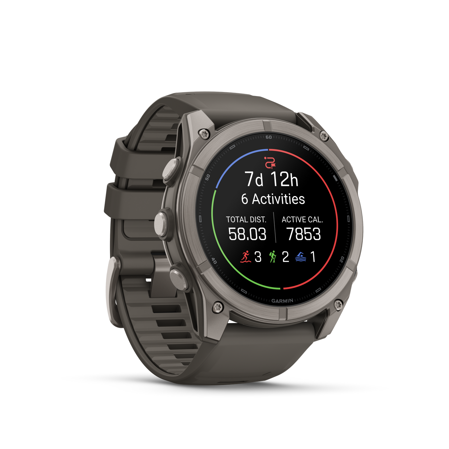 Garmin Fenix 9 AMOLED smartwatch, 51mm titanium case with gray silicone band