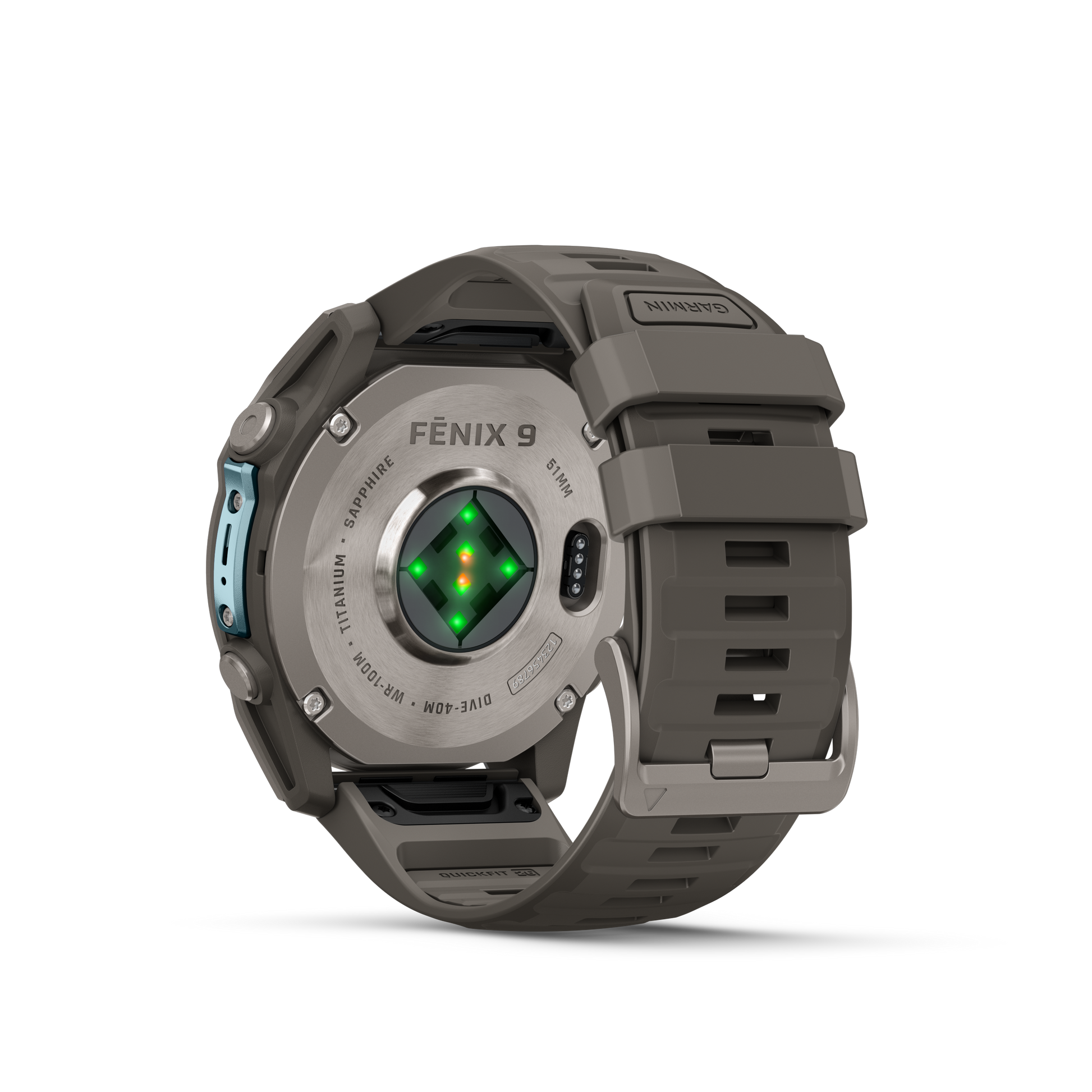 Garmin Fenix 9 Titanium 51mm smartwatch with gray silicone band