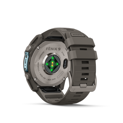 Garmin Fenix 9 Titanium 51mm smartwatch with gray silicone band