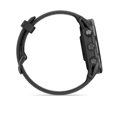 Garmin Forerunner 965, bisel de titanio DLC gris carbono con caja negra y correa de silicona amarilla Amp/negra (010-02809-02)