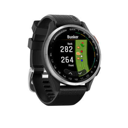 Garmin Approach S44, Silver Bezel/Black Band, Golf GPS Smartwatch & Rangefinder (010-03009-00)