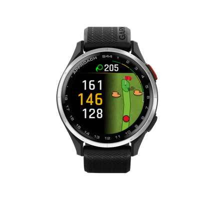 Garmin Approach S44, Silver Bezel/Black Band, Golf GPS Smartwatch & Rangefinder (010-03009-00)