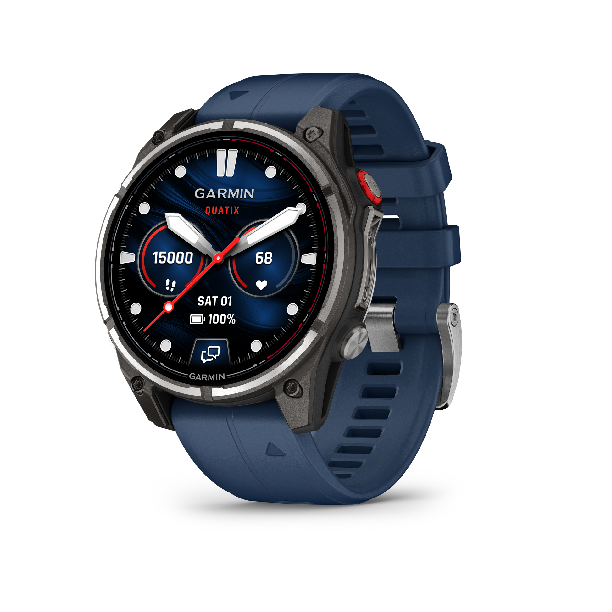 Garmin quatix 8 Pro 47 mm smartwatch with AMOLED display and blue silicone band