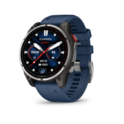 Garmin quatix 8 Pro 47 mm smartwatch with AMOLED display and blue silicone band
