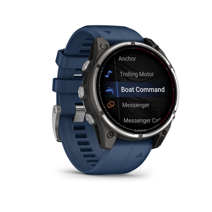 Garmin quatix 8 Pro marine GPS smartwatch, 47 mm, with blue silicone strap and AMOLED display