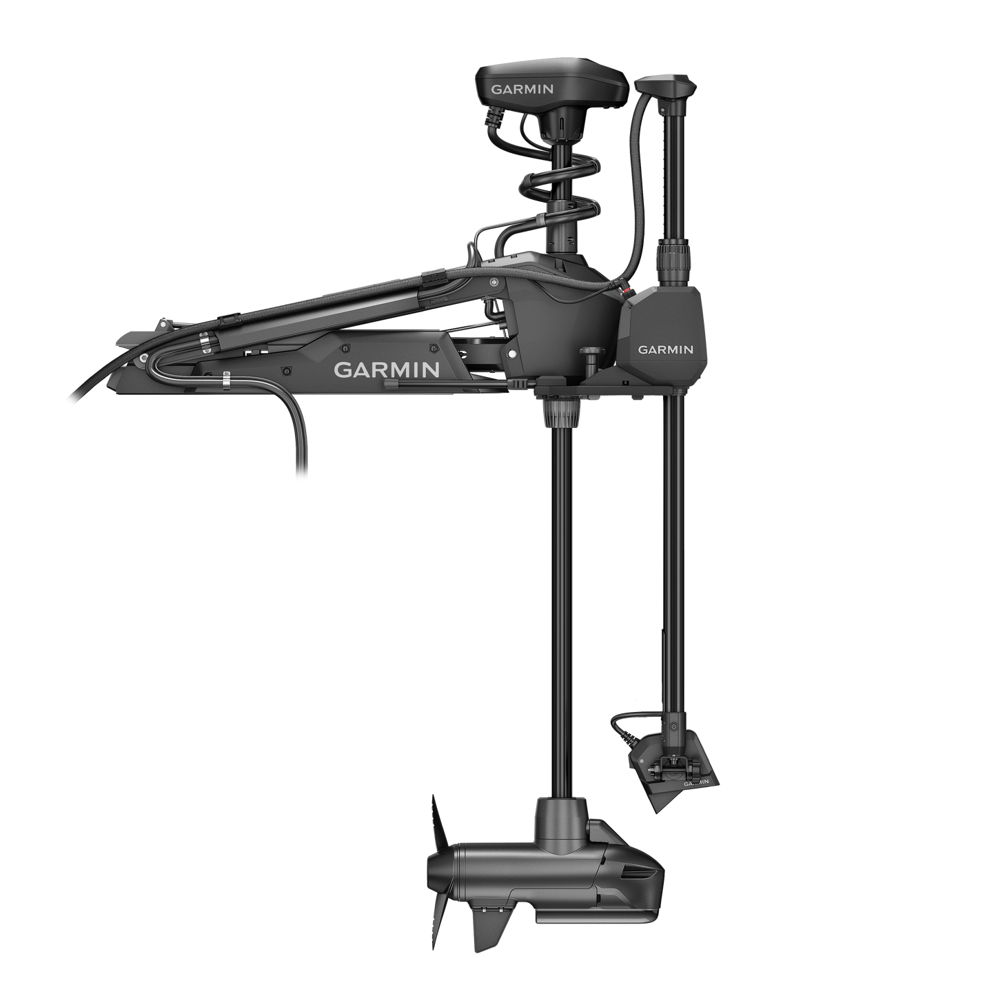Garmin LiveScope 2 Transducer on a black mounting arm with Garmin branding visible