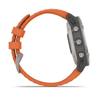 Garmin Fenix 6X Pro Solar, Sapphire, Titanium with Orange Band (010-02157-B2) by Garmin