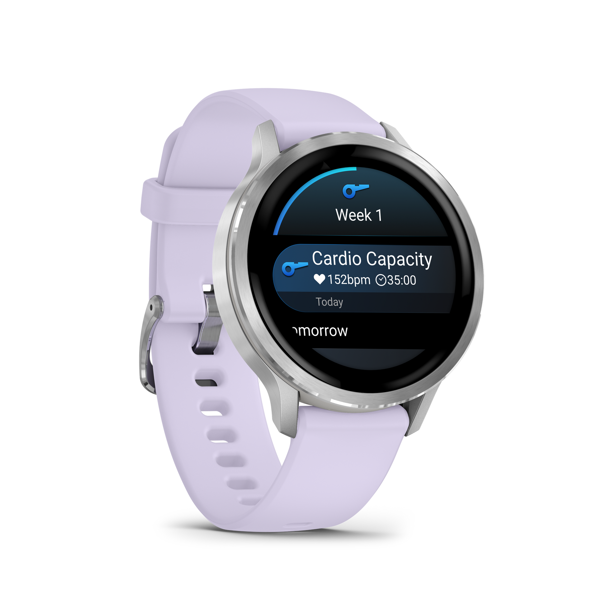Garmin Venu 4, 41mm, Silver with Periwinkle Silicone Band (010-03013-01) by Garmin