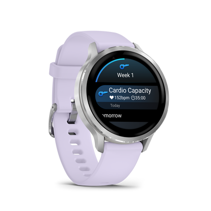 Garmin Venu 4, 41mm, Silver with Periwinkle Silicone Band (010-03013-01) by Garmin