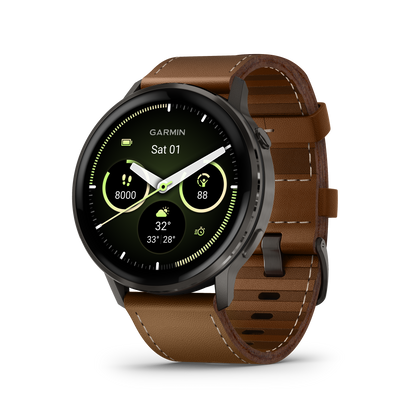 Garmin Venu 4, 45mm, Slate with Black Silicone Band and Brown Leather Band (010-03014-03) by Garmin