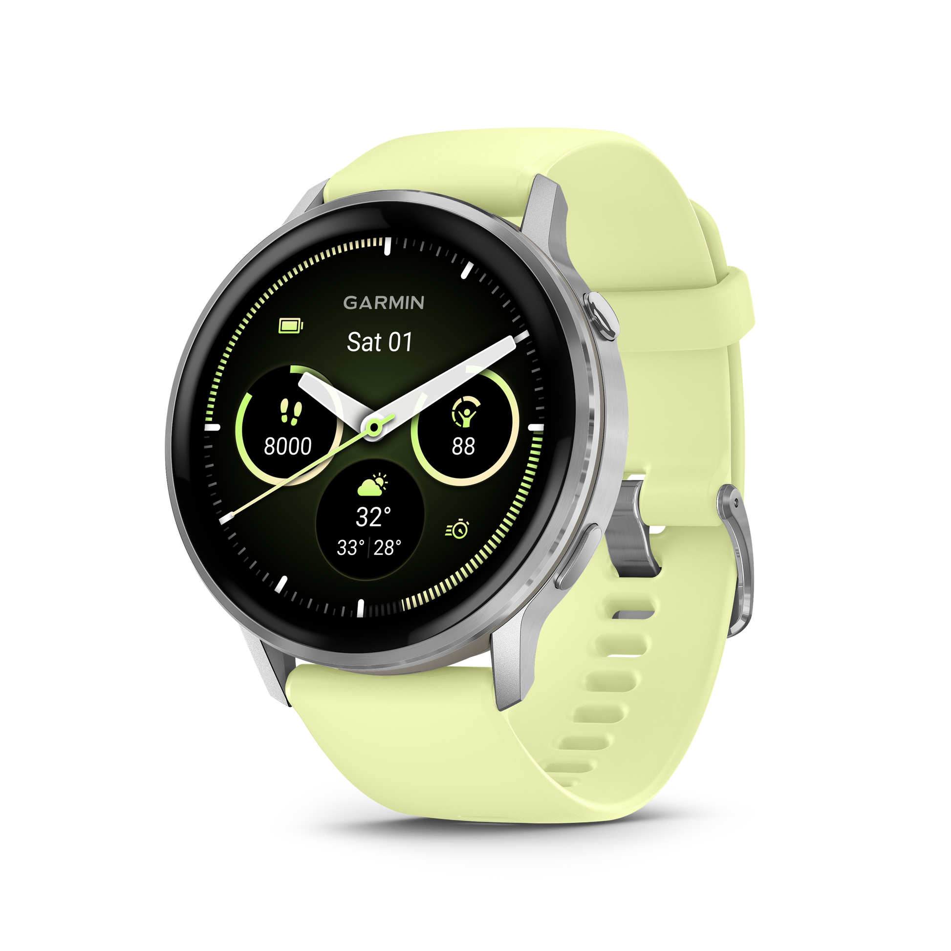 Garmin Venu 4, 45mm, Silver with Citron Silicone band (010-03014-02) by Garmin