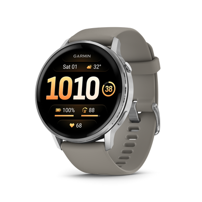 Garmin Venu 4, 45mm, Silver with Silver Gray Silicone Band (010-03014-01) by Garmin