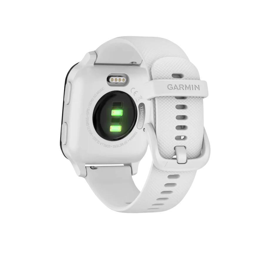 Garmin Venu Sq Music, Slate Bezel with White Band, GPS Smartwatch (Garmin Certified Refurbished)