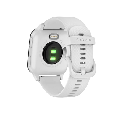 Garmin Venu Sq Music, Slate Bezel with White Band, GPS Smartwatch (Garmin Certified Refurbished)