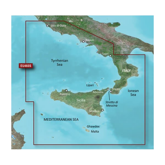 Garmin Italy, Sicily to Lido di Ostia Charts BlueChart g3 Vision | VEU460S | microSD/SD by Garmin