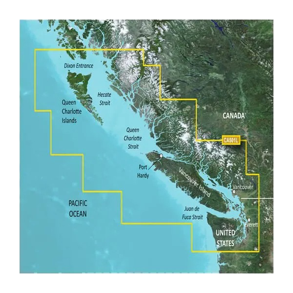 Garmin Canada, Puget Sound to Dixon Entrance Charts BlueChart g3 Vision | VCA501L | microSD/SD (010-C0701-00)