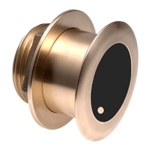 Garmin AIRMAR B175M 20° Tilt transducer; brass housing with black face.