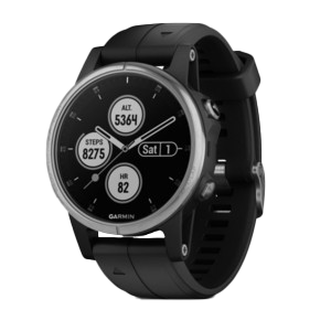 Garmin Fenix 5S Plus, Silver with Black Band (010-01987-20)