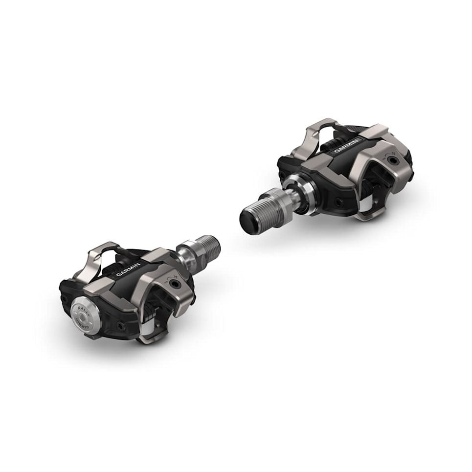 Garmin Rally XC200 dual-sensing power meter pedals, pair in black and gray.