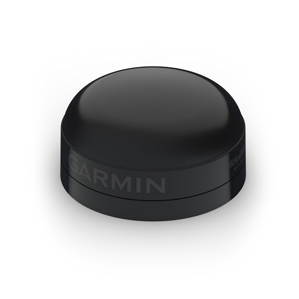 Garmin GXM 54 SiriusXM weather, radio and fishmapping receiver, black circular marine device