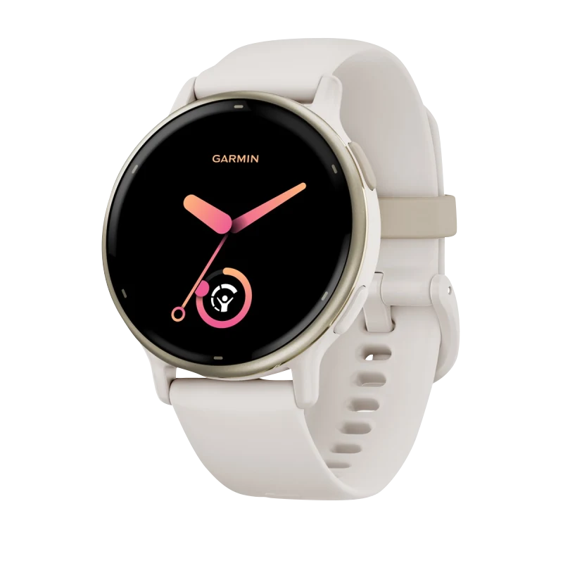 Garmin Vivoactive 5, Cream Gold Aluminum Bezel with Ivory Case and Silicone Band (010-02862-11)