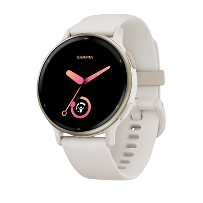 Garmin Vivoactive 5, Cream Gold Aluminum Bezel with Ivory Case and Silicone Band (010-02862-11)