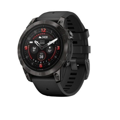 Garmin Epix Pro (Gen 2), 47 mm Edición Zafiro, titanio DLC gris carbono con correa negra (010-02803-10)