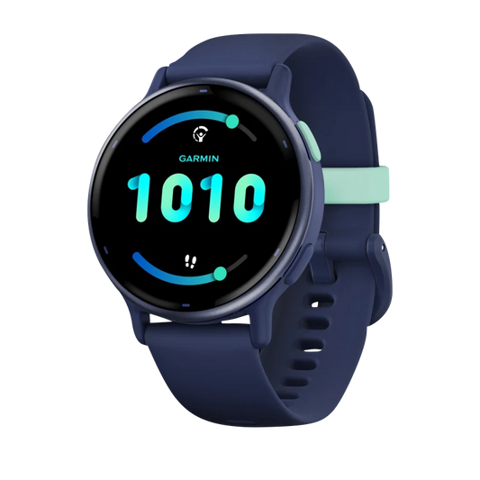 Garmin Vivoactive 5, Metallic Navy Aluminum Bezel with Navy Case and Silicone Band (010-02862-12) by Garmin