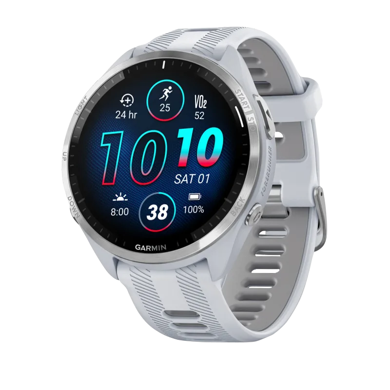 Garmin Forerunner 965, Titanium Bezel with Whitestone Case and Whitestone/Powder Gray Silicone Band (010-02809-01)