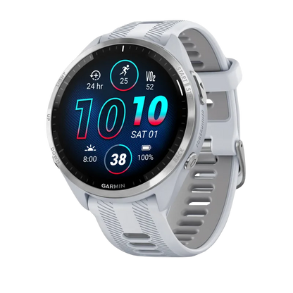 Garmin Forerunner 965, Titanium Bezel with Whitestone Case and Whitestone/Powder Gray Silicone Band (010-02809-01)