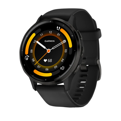 Garmin Venu 3, 45 mm Slate Stainless Steel Bezel with Black Case and Silicone Band (010-02784-01)