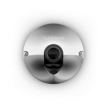 Garmin GC 255 flush-mount marine camera; stainless steel chrome round base with central lens