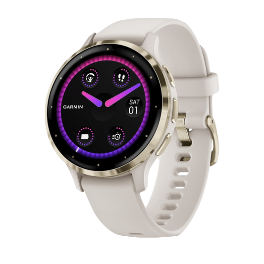 Garmin Venu 3S, 41 mm Soft Gold Stainless Steel Bezel with Ivory Case and Silicone Band (010-02785-04) by Garmin