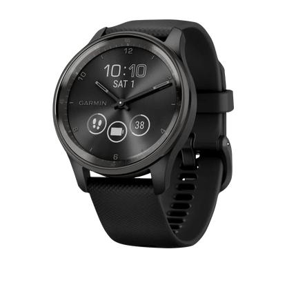 Garmin Vívomove Trend Slate Stainless Steel Bezel with Black Case and Silicone Band (Garmin Certified Refurbished)